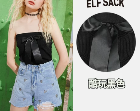 【新款】妖精的口袋蝴蝶结辣妹吊带背心女20...
