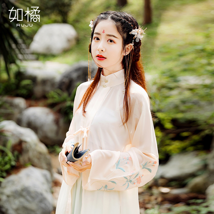 汉服女中国风明制立领改良原创白菜全套学生超...