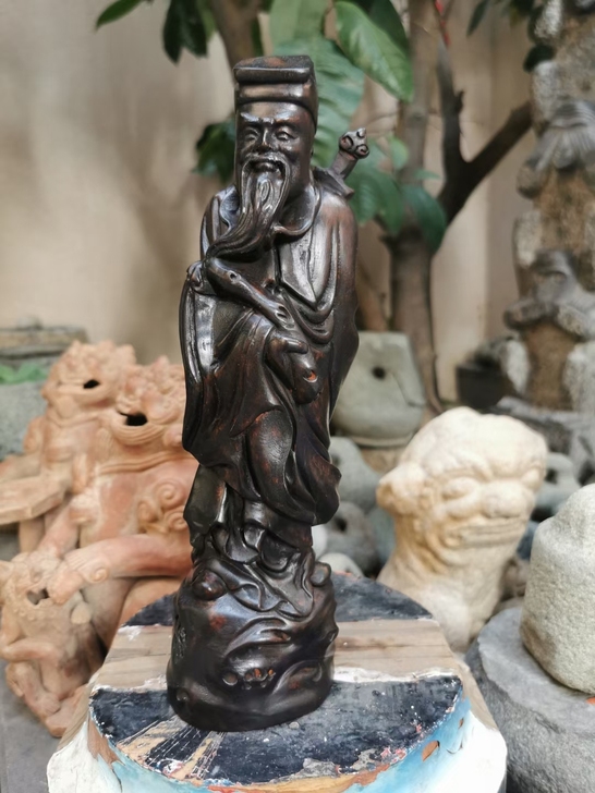 樟木雕吕洞宾，尺寸如图，摆件木雕