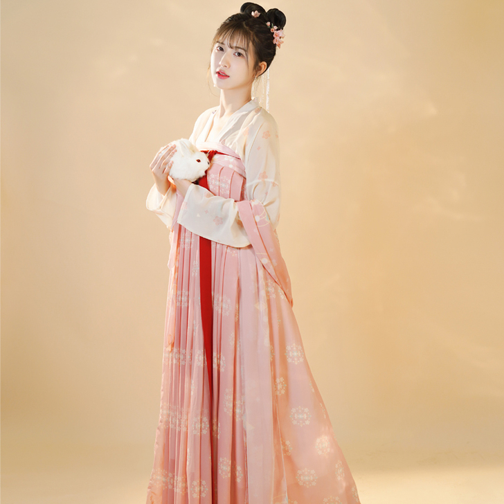 茗月萱遇见长安原创唐风复原齐胸一片式襦裙印...
