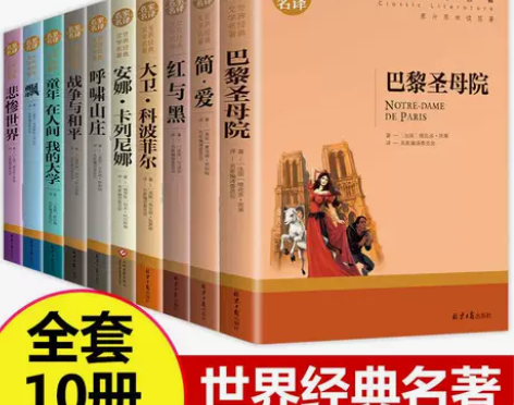 世界十大名著巴黎圣母院简爱飘悲惨世界初中生...