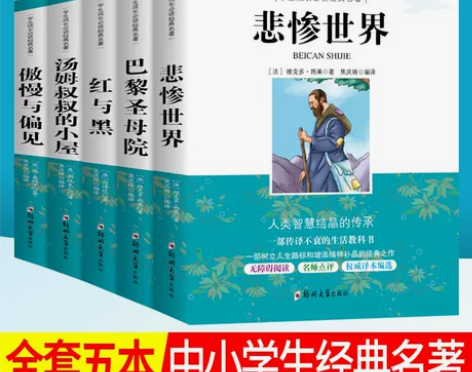 全套5本巴黎圣母院 红与黑汤姆叔叔的小屋 ...