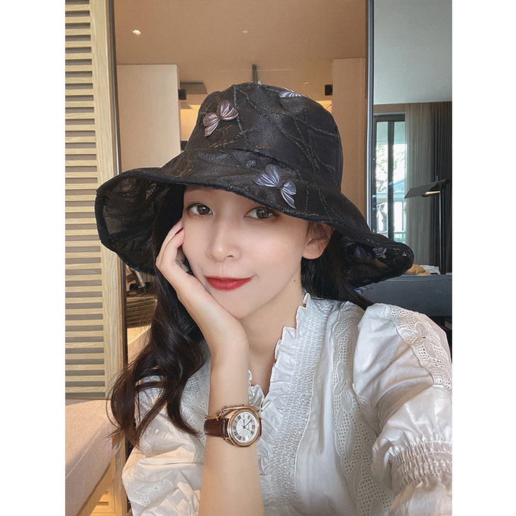立体蝴蝶 帽子 杏色