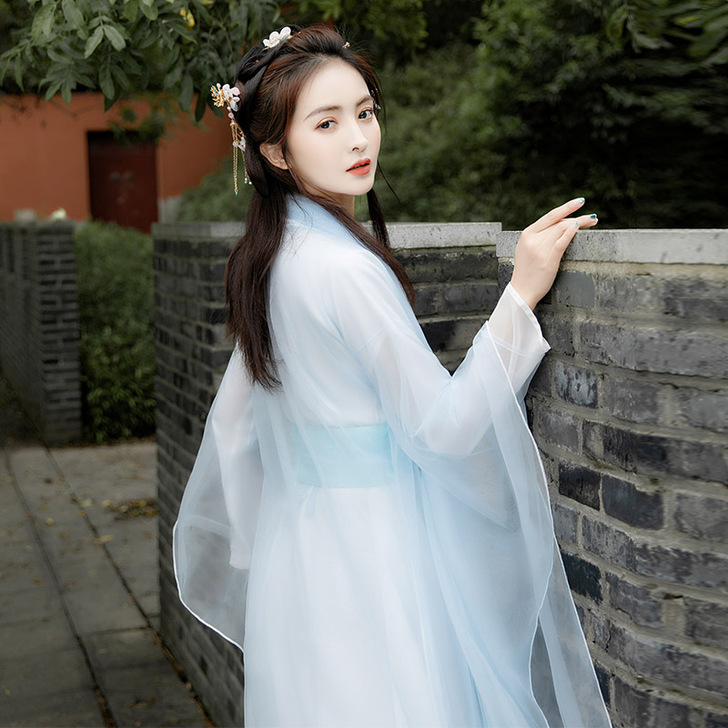 白色汉服女广袖流仙裙超仙气中国风原创正品古...
