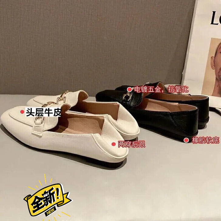 达芺妮正品真皮单鞋女平底2021年新款小皮...