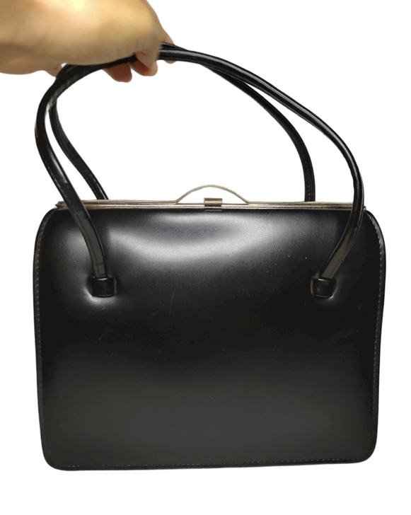 vintage中古包 黑色盒子复古手提包