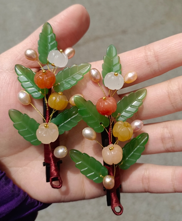 南瓜珍珠发夹特价处理！15.8一只