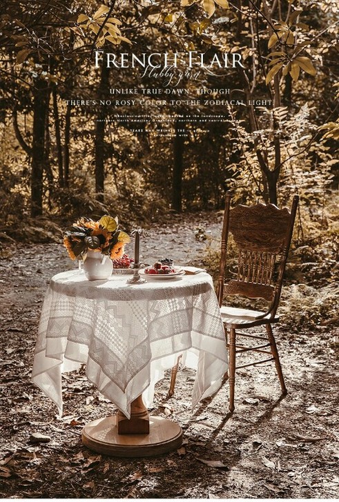 田园复古文艺蕾丝桌布北欧ins风圆桌盖布法...