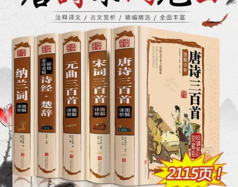 全套5册唐诗三百首 宋词三百首元曲正版全集...