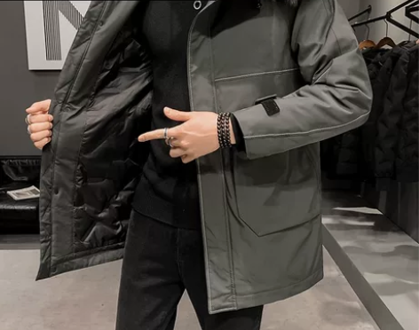 羽绒服男士2021冬季中长款潮流工装大毛领...