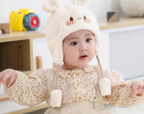 婴儿帽子秋冬款宝宝冬季可爱超萌套头帽女童毛...