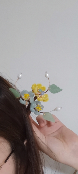 29r 料器 东陵玉叶子 淡水珍珠