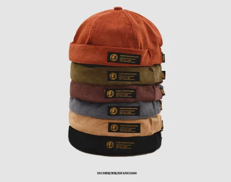 帽子男潮秋冬复古灯芯绒地主帽韩版百搭瓜皮帽...