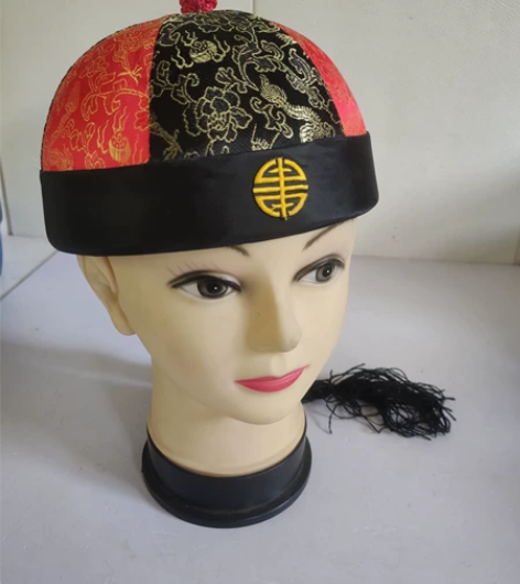 全新 西瓜皮帽子男,唐装地主帽成人瓜皮帽儿...