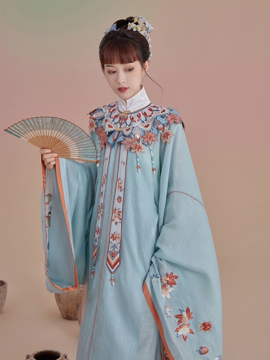 [七月夕]晚秋枫明制立领长衫汉服