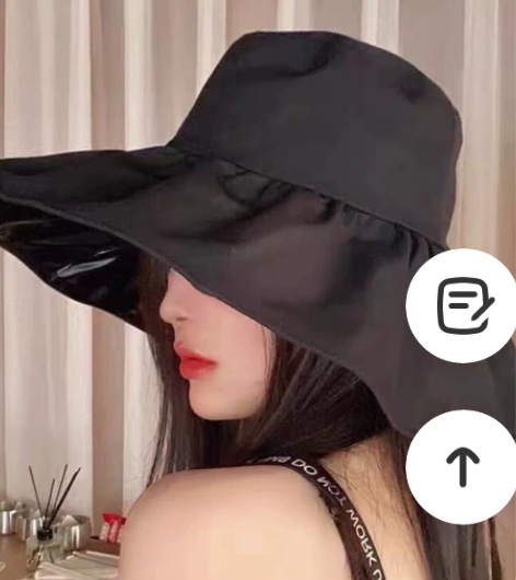 【黑胶渔夫帽】夏季防紫外线遮阳帽百搭洋气款...