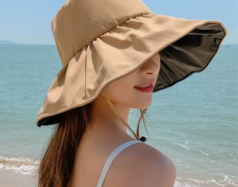 亏本清仓黑胶空顶防晒帽子女夏天大檐防紫外线...