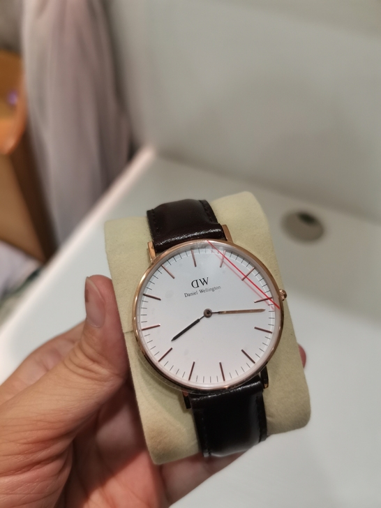 闲置手表3，深棕色/咖啡色皮带表带，简约金...