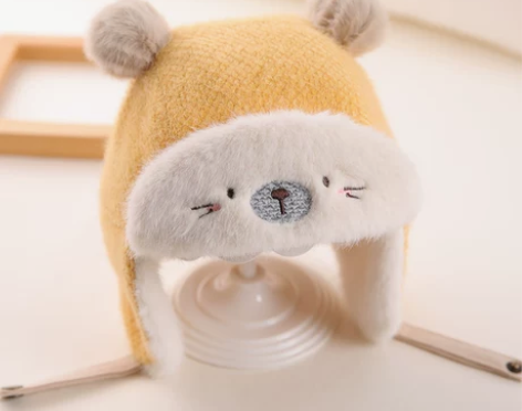 婴儿帽子冬季加绒宝宝雷锋帽可爱超萌婴幼儿秋...