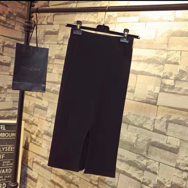 开叉一步裙秋冬针织半身裙女，L码，弹性很大...