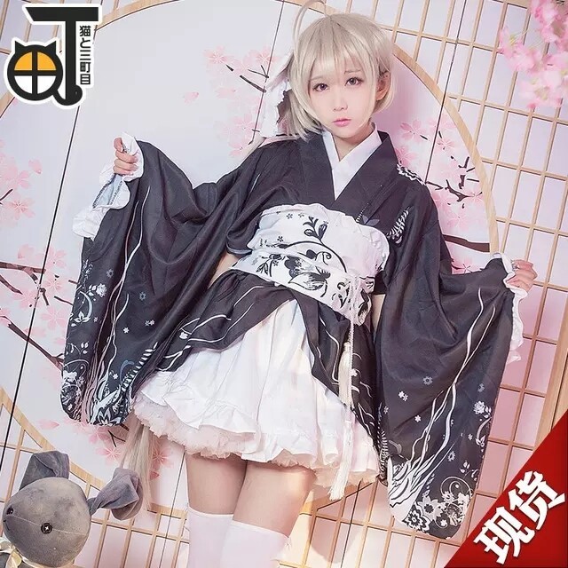 【三町目】春日野穹cos穹妹黑色和服浴衣c...