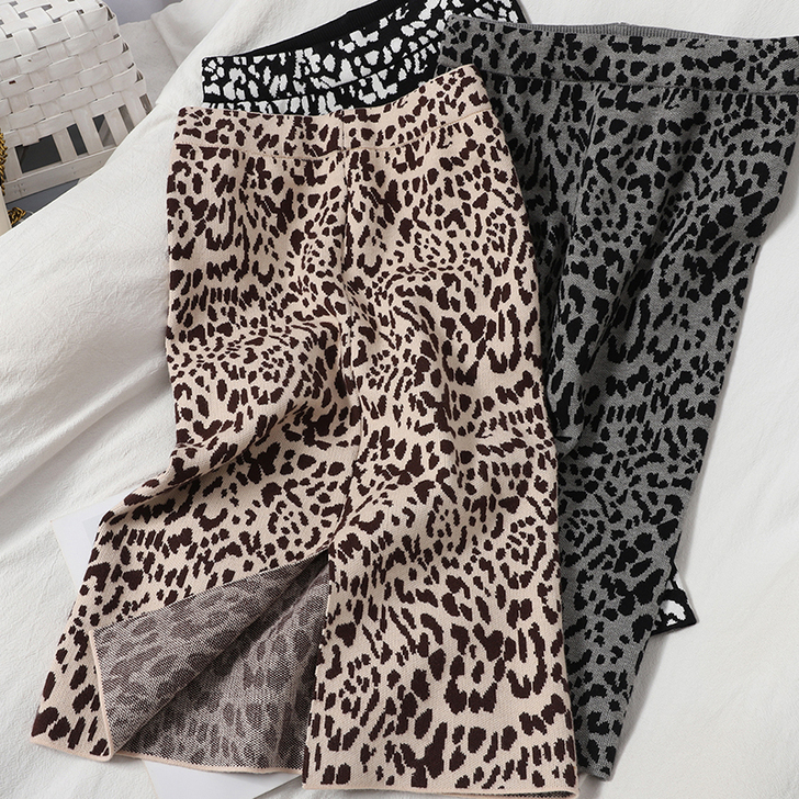 秋装百搭显瘦针织半身裙气质后开叉一步裙韩版...