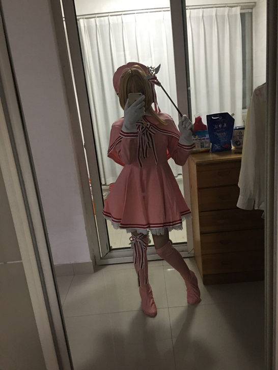 火花动漫家小樱透明卡牌粉红战衣大全套M码2...