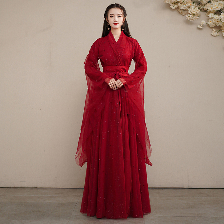 原创汉服女夏古装飘逸超仙中国风襦裙年会舞蹈...