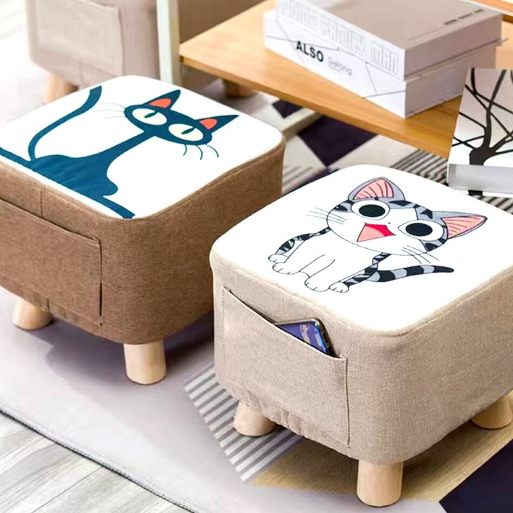 【清仓处理】小凳子家用创意布艺实木方凳园凳...