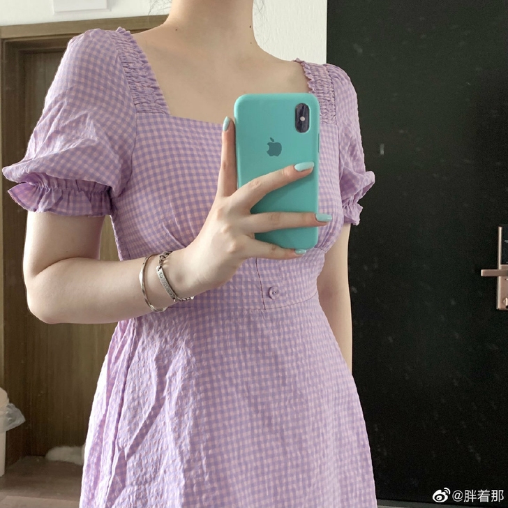 森马 2021夏季新款短袖韩版裙子甜美格子...