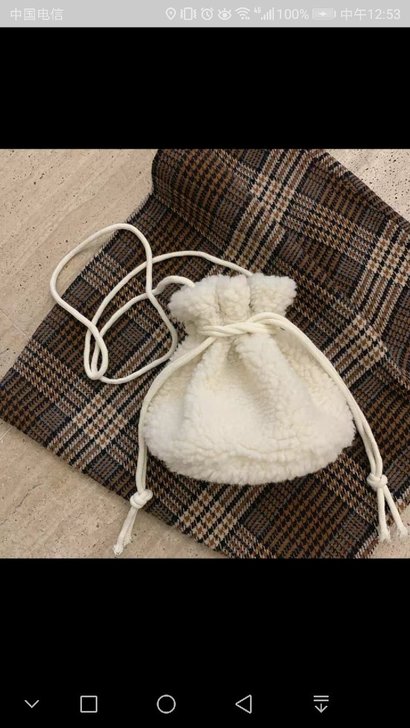 没烦恼很幸福泰迪绒包包白色包包碎花 华夫格...