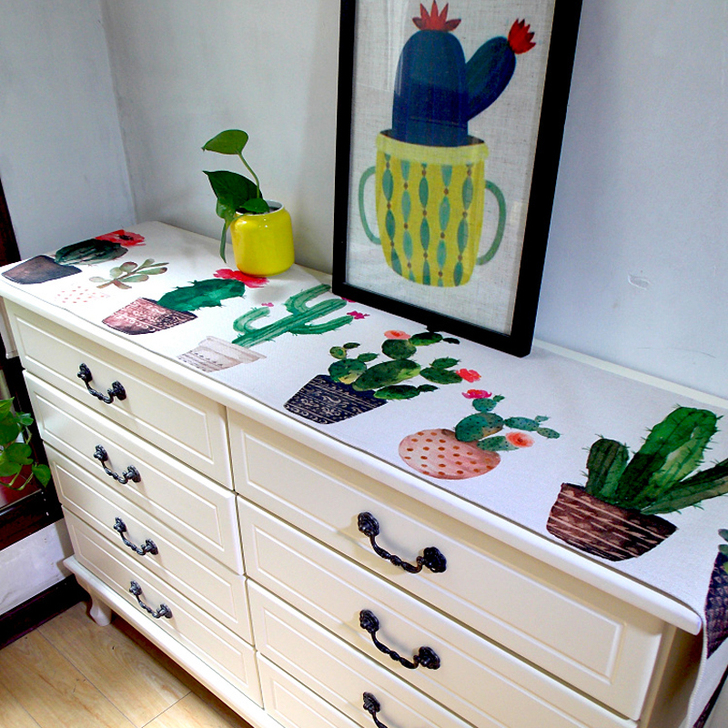 北欧防水长条现代简约布艺棉麻餐桌布电视柜茶...