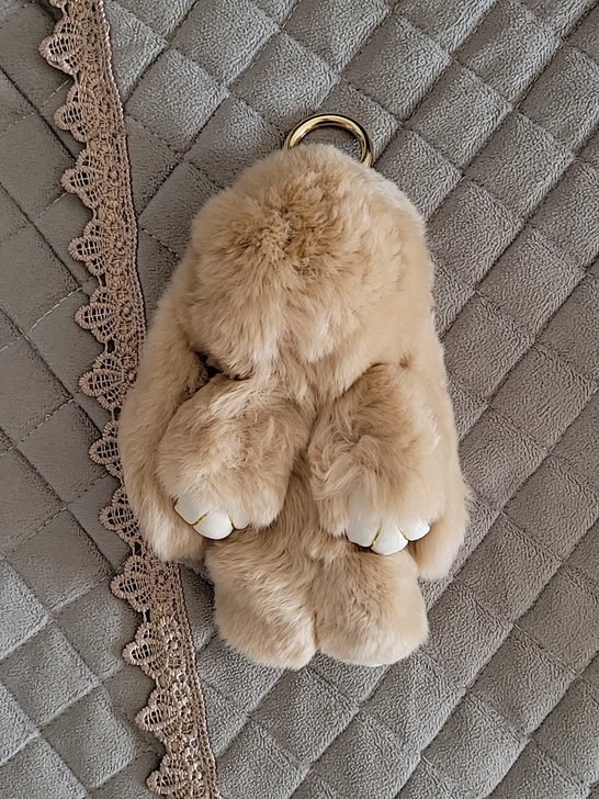 兔毛 装死兔 兔兔挂件 卡其色 全新保存着...