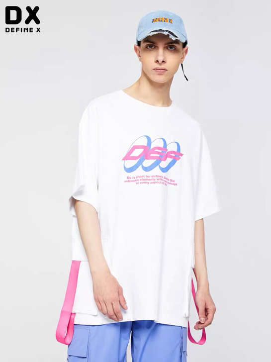 DX潮牌短袖T恤潮流创意印花体恤男女同款