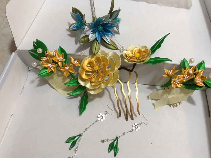 出缠花仿绒花未佩戴过全新