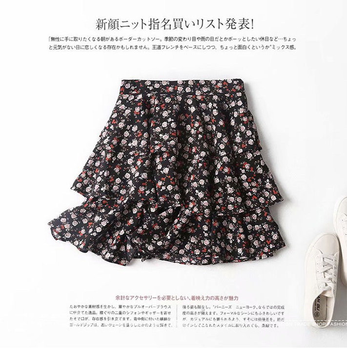 高腰碎花迷你半身裙子30