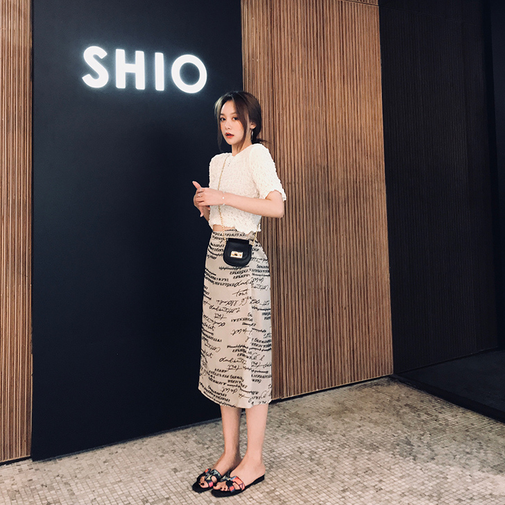南夕姐姐高腰半身裙一步裙女2019新款夏复...