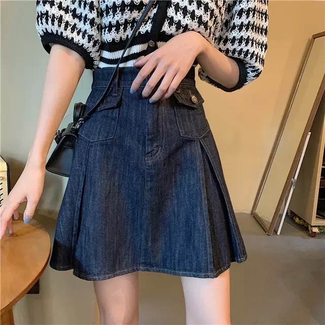 韩版牛仔a字裙 超级显腿长 版型nice