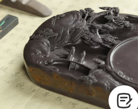 砚台端砚手工文房四宝书法肇庆浮雕山水端砚