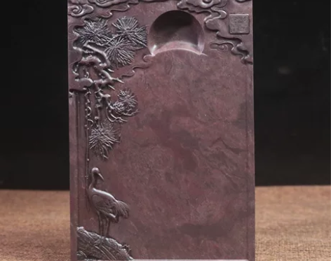 端砚宋坑原石 七寸 【松龄鹤寿】 发墨一流...