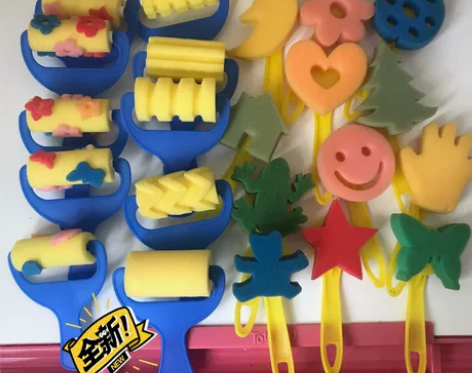 超大号调色盘儿童滚筒刷海绵刷水粉水彩颜料手...