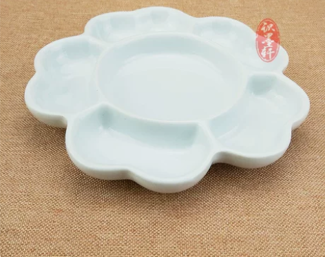 美术梅花颜料盘学生初学者用陶瓷调色盘国画颜...