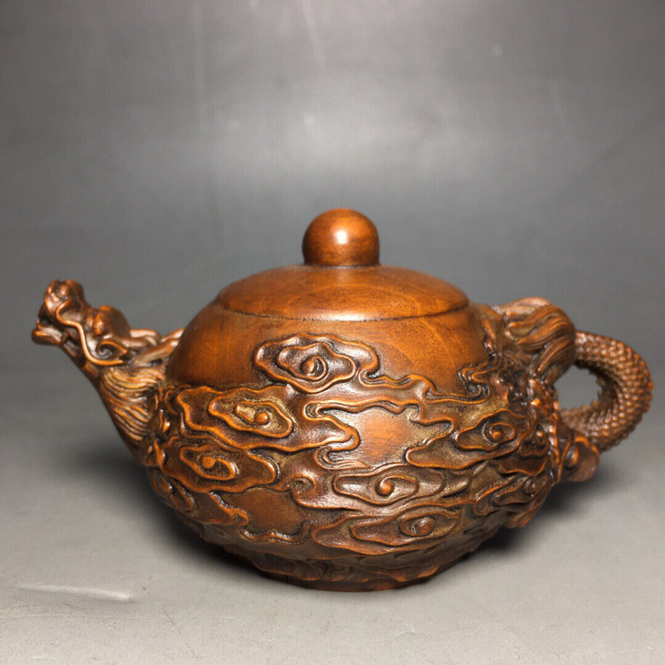 旧藏黄杨木雕茶壶茶具老旧木雕摆件收藏老物件...