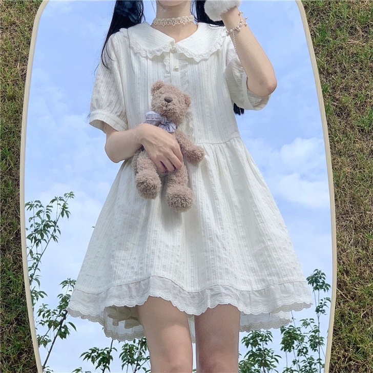 日系软妹甜美连衣裙女2021夏季新款宽松显...