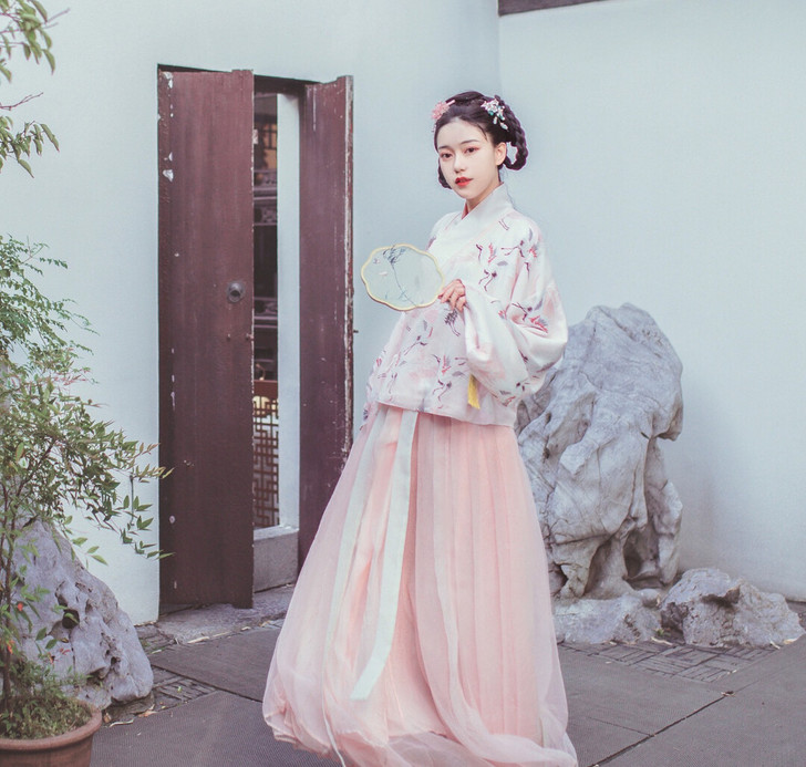 彩云间【眠鹤】彩云间汉服仙鹤印花交领襦裙袄...