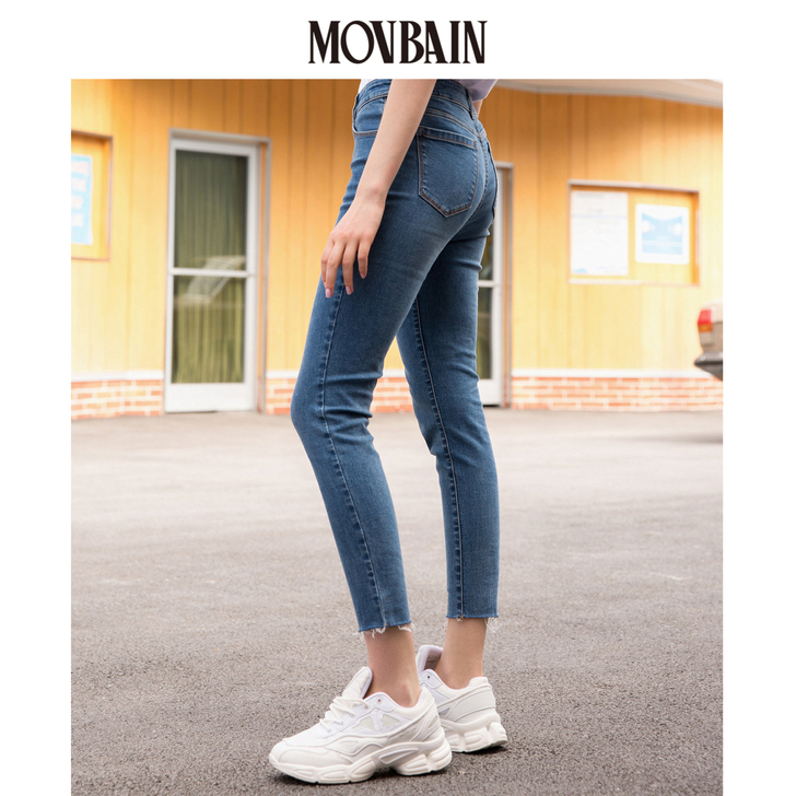 秋季新款高腰显瘦弹力牛仔裤女紧身小脚裤修身...