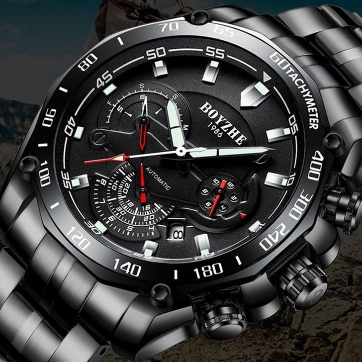 正品瑞士大表盘手表男机械表全自动防水夜光运...