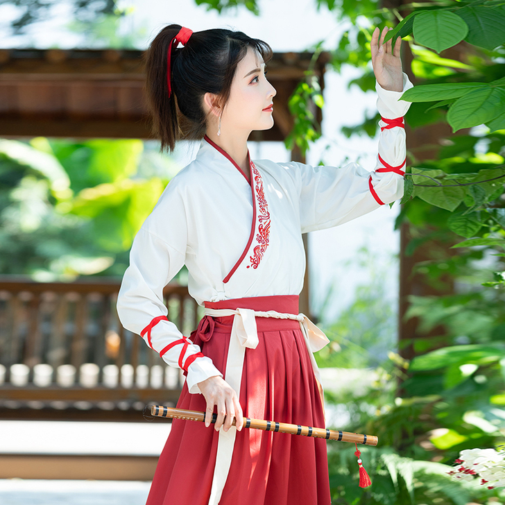 儿童古装交领古风改良汉服女中国风齐腰襦裙汉...