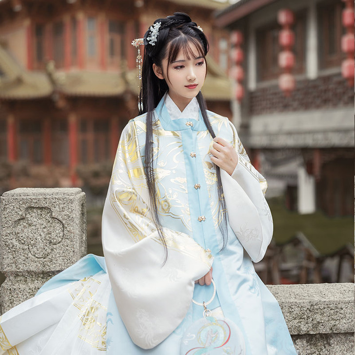 如梦霓裳长乐原创汉服灵狐长比甲织金保暖搭配...