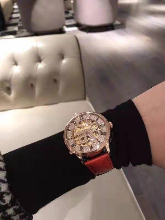 蒂玮娜真皮女款手表正品时尚女大表盘女士自动...